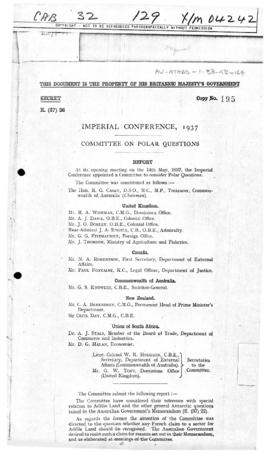 Imperial Conference 1937, Committee on Polar Questions report