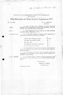 United Kingdom, Wild Animals and Birds (Export) Regulations, 1975