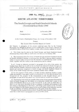 UK South Atlantic Territories 1989 No. 1995. The South Georgia and South Sandwich Islands (Territ...