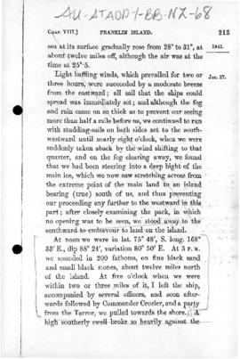 Account of Sir James Clark Ross taking possession of Franklin Island, Ross Sea