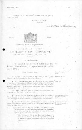 Falkland Islands Dependencies, Revised Edition of the Laws (Amendment) (Dependencies) Ordinance, ...