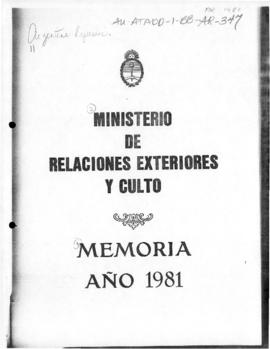 Argentina, Ministry of Foreign Affairs and Worship, Memoria 1981, General Direction on Antarctica...
