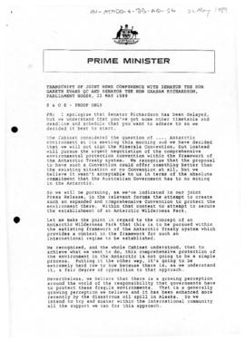 Australia, Prime Minister Bob Hawke, Transcript of Joint News Conference with Senator the Hon Gar...