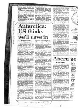 Press article "Antarctica: US thinks we'll cave in" Sydney Morning Herald; and related ...