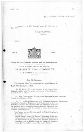 Falkland Islands Dependencies, Interpretation and General Law Ordinance, no 6 of 1949