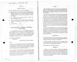Decree no. 17,040  establishing the Antarctic and Malvinas Islands division of the Ministry of Fo...
