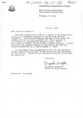 US Department of State, correspondence from the National Science Foundation concerning a rule-mak...