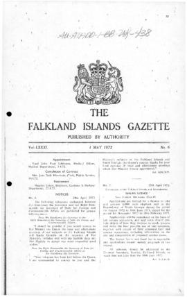 Falkland Islands Gazette, notice inviting applications for sealing licenses on South Georgia