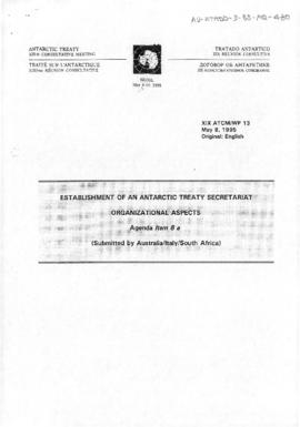 Nineteenth Antarctic Treaty Consultative Meeting (Seoul) Working paper 13 "Establishment of ...