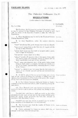 Falkland Islands, Fisheries Ordinance, Trout and Salmon Fishing Regulations, no 5 of 1964