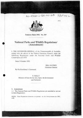 National Parks and Wildlife Regulations (Amendment)