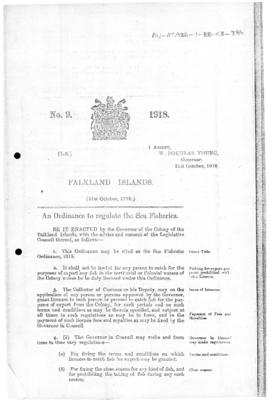 Falkland Islands, Sea Fisheries Ordinance, no 9 of 1918