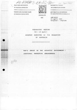 Antarctic Treaty, various documents concerning the Thirteenth Antarctic Treaty Consultative Meeti...
