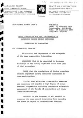 Second Special Antarctic Treaty Consultative Meeting, First Session (Canberra), Working paper 3 &...