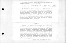 Argentine note to Chile replying to the Chilean reservations about a tourist voyage organised by ...