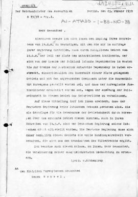 German note to Norway reserving the position of the German Government with regard to the Norwegia...