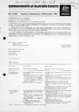 Administrative Arrangements Order 1981
