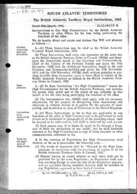 United Kingdom, British Antarctic Territory Royal Instructions, 1962