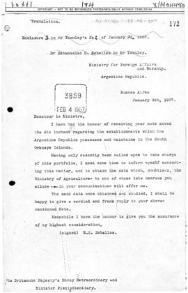 Argentine to the United Kingdom indicating that the matter of claims to the South Orkney Islands ...