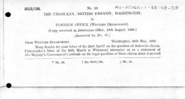 Letter from British Embassy, Washington concerning Antarctic claim