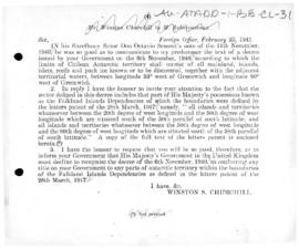 British note to Chile pointing out that the Chilean claim included part of the Falkland (Malvinas...