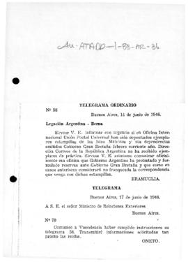 Argentine note to the Universal Postal Union protesting against the issue of stamps showing Briti...