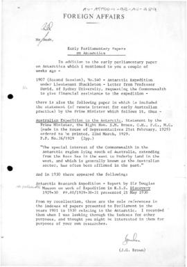 Department of Foreign Affairs, "Early Parliamentary papers on Antarctica"