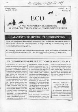 Environment campaign newsletters, "Japan favours mineral prohibition too" and "A-s...