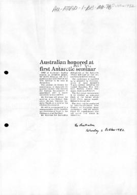 "Australian honored at first Antarctic seminar" The Australian