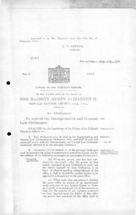 Falkland Islands, Interpretation and General Law (Amendment) Ordinance, no 1 of 1955