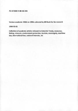 Various academic articles 1960s to 1990s collected by Bill Bush for his research