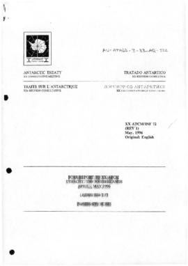 Twentieth Antarctic Treaty Consultative Meeting (Utrecht) Information paper 72 Revision 1 "S...