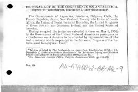 Final Act of the Conference on Antarctica signed at Washington on 1 December 1959