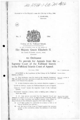 United Kingdom, Falkland Islands, Appeals Ordinance, No 3, 1966