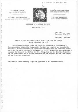 Tenth Antarctic Treaty Consultative Meeting (Washington) Background paper 1 "Review of imple...