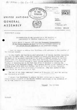United Nations General Assembly, 33rd session, letters from the United Kingdom and Argentina conc...