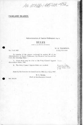 United Kingdom, Falkland Islands, various Regulations, Ordinances, Orders and Proclamations 1967 ...