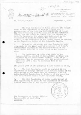 Indian note concerning accession to the Antarctic Treaty