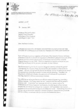 Letter from the Department of Defence on the importance of Australia remaining influential in an ...