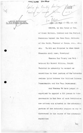 United Kingdom, Royal Commission for Sir Hubert Wilkins to claim territory between the Falkland I...