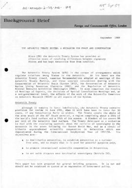 United Kingdom, Foreign and Commonwealth Office, "The Antarctic Treaty System: a mechanism f...