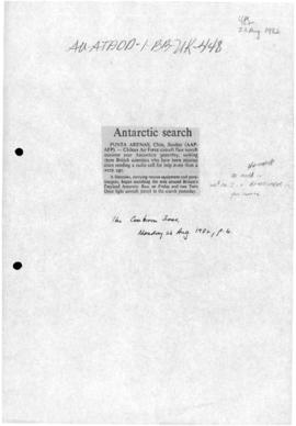 Press article "Antarctic search", and other articles concerning the British, Brazilian ...