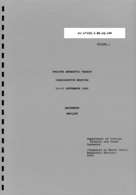 Twelfth Antarctic Treaty Consultative Meeting (Canberra), documents Volume I