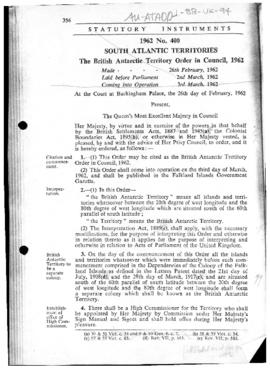 The British Antarctic Territory Order, 1962
