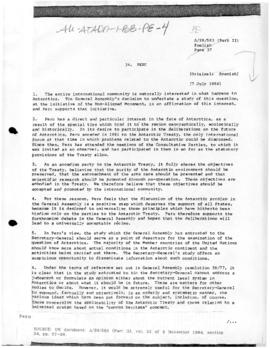Peru and the Antarctic Treaty, United Nations General Assembly, document A/39/583(Part II)