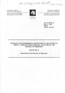 Nineteenth Antarctic Treaty Consultative Meeting, Seoul, Information paper 27 "Protocol on E...