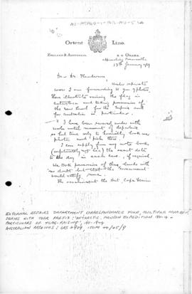 Letter from Douglas Mawson to Dr Henderson reporting flag raising during the Australasian Antarct...