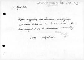 Report suggesting that Australian sovereignty over Heard Island might not be recognised