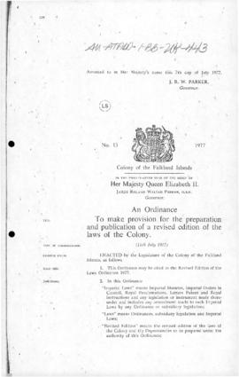 United Kingdom, Falkland Islands, Revised edition of the Laws Ordinance 1977, and related Ordinan...