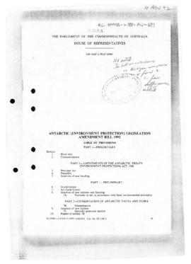 Australia, Antarctic (Environment Protection) Legislation Amendment Bill 1992